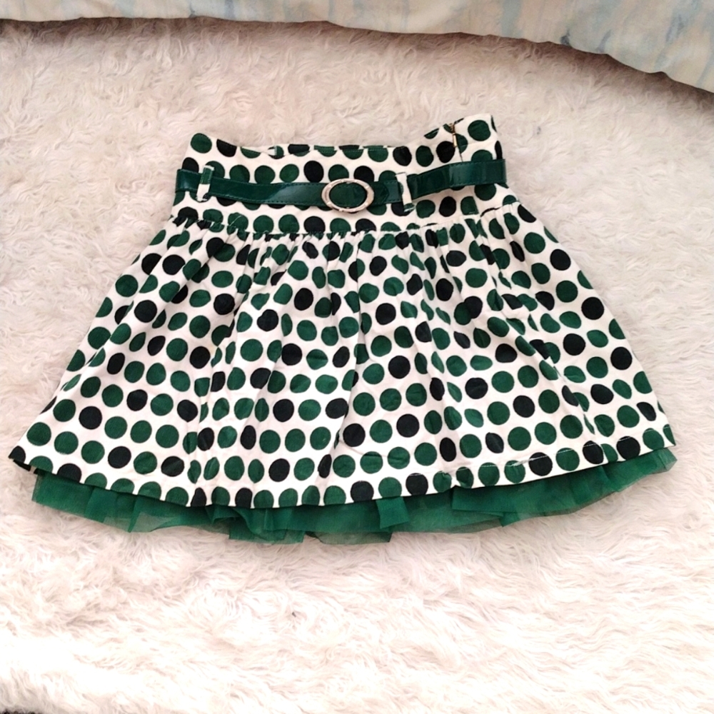 Kids green polka dot skirt, size 10, the children's place
